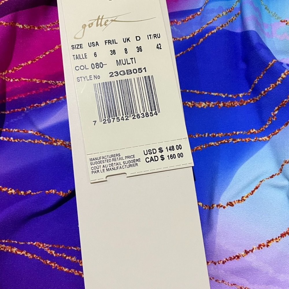 Gottex NEW Women's Golden Blossom One Shoulder Swimsuit Size 6 148$ - Picture 6 of 7